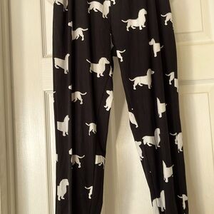 Small-Black sweat pants with white dachshunds